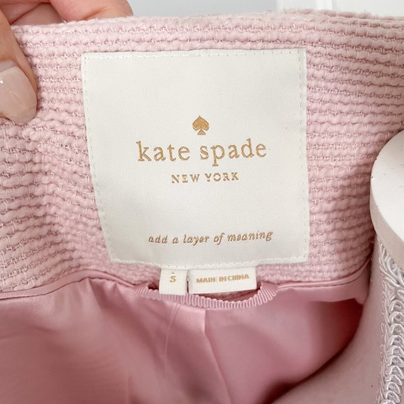 NWT Kate Spade Pink Tweed Dorothy Bow Coat Pearlpink Pea Coat Overcoat Small - Picture 11 of 12